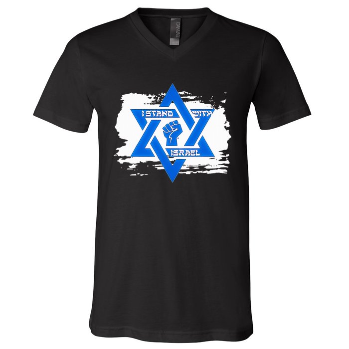 Israel Love Flag I Stand With Israel Heritage Israeli Flag  V-Neck T-Shirt