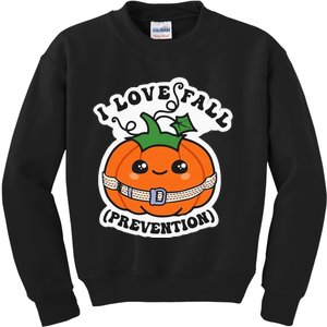 I Love Fall Prevention Fall Physical Therapy Kids Sweatshirt