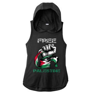 I Love Free Palestine Flag  Ladies PosiCharge Tri-Blend Wicking Draft Hoodie Tank