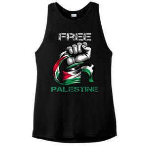 I Love Free Palestine Flag  Ladies PosiCharge Tri-Blend Wicking Tank