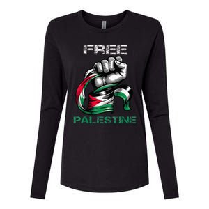 I Love Free Palestine Flag  Womens Cotton Relaxed Long Sleeve T-Shirt