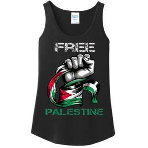 I Love Free Palestine Flag  Ladies Essential Tank