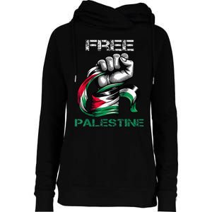 I Love Free Palestine Flag  Womens Funnel Neck Pullover Hood