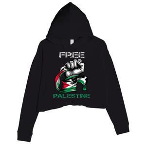 I Love Free Palestine Flag  Crop Fleece Hoodie