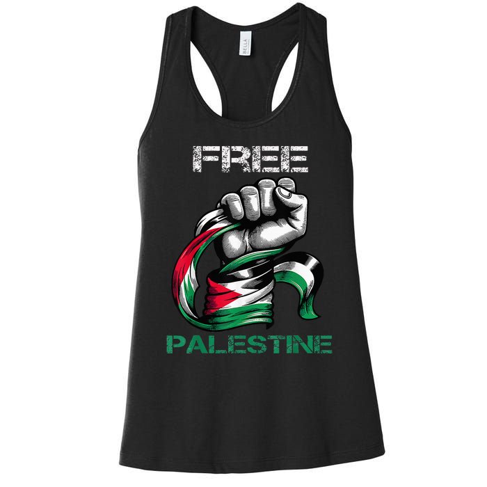 I Love Free Palestine Flag  Women's Racerback Tank