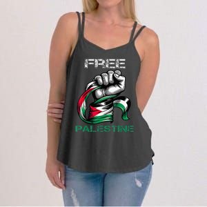 I Love Free Palestine Flag  Women's Strappy Tank