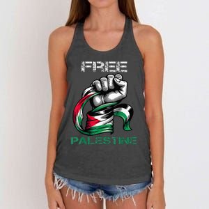 I Love Free Palestine Flag  Women's Knotted Racerback Tank