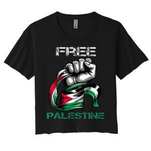 I Love Free Palestine Flag  Women's Crop Top Tee