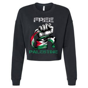 I Love Free Palestine Flag  Cropped Pullover Crew