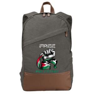 I Love Free Palestine Flag  Cotton Canvas Backpack