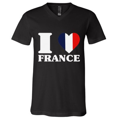 I Love France For France Fan I Love France V-Neck T-Shirt
