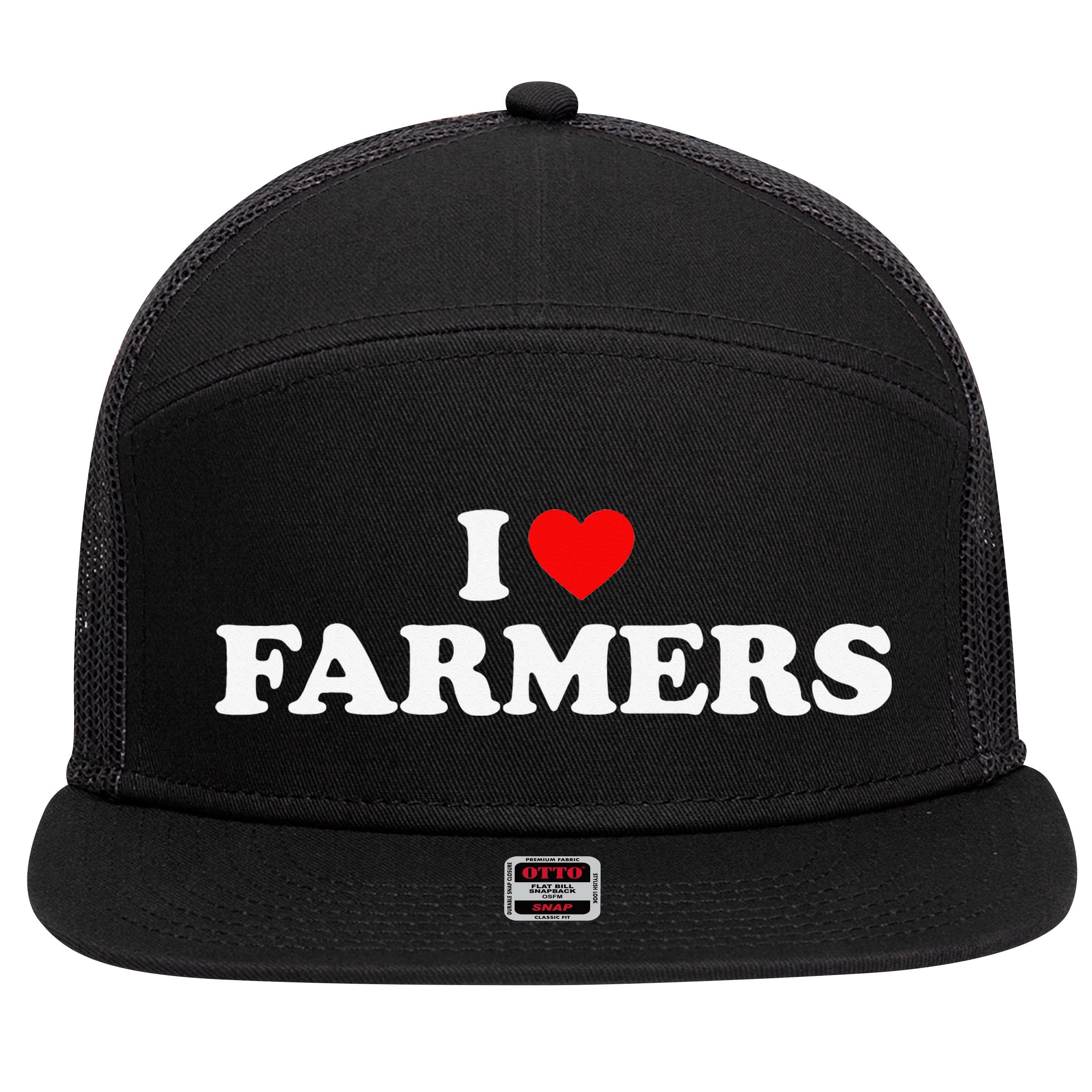 I Love Farmers I Heart Farmers 7 Panel Mesh Trucker Snapback Hat