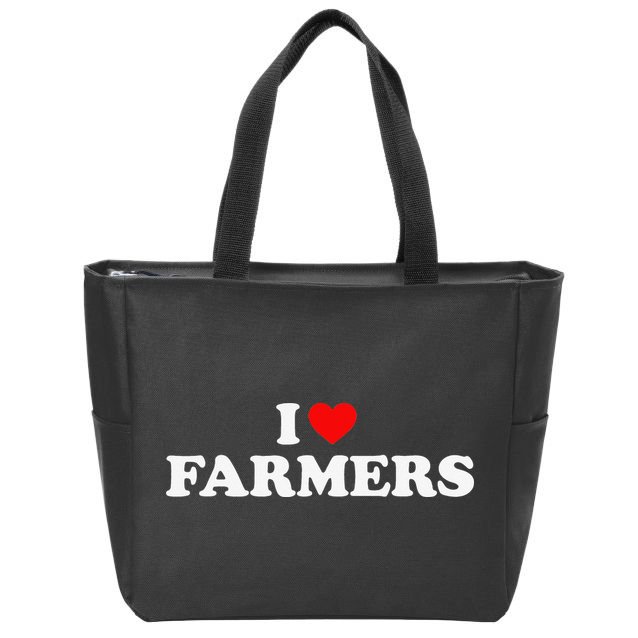 I Love Farmers I Heart Farmers Zip Tote Bag