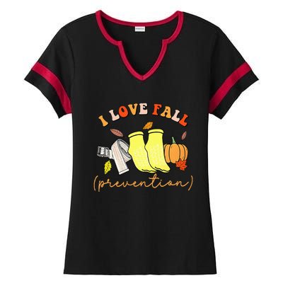 I Love Fall Ladies Halftime Notch Neck Tee