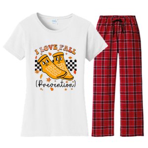 I Love Fall Prevention Fall Physical Therapy Women's Flannel Pajama Set