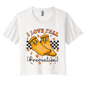 I Love Fall Prevention Fall Physical Therapy Women's Crop Top Tee