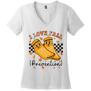 I Love Fall Prevention Fall Physical Therapy Women's V-Neck T-Shirt