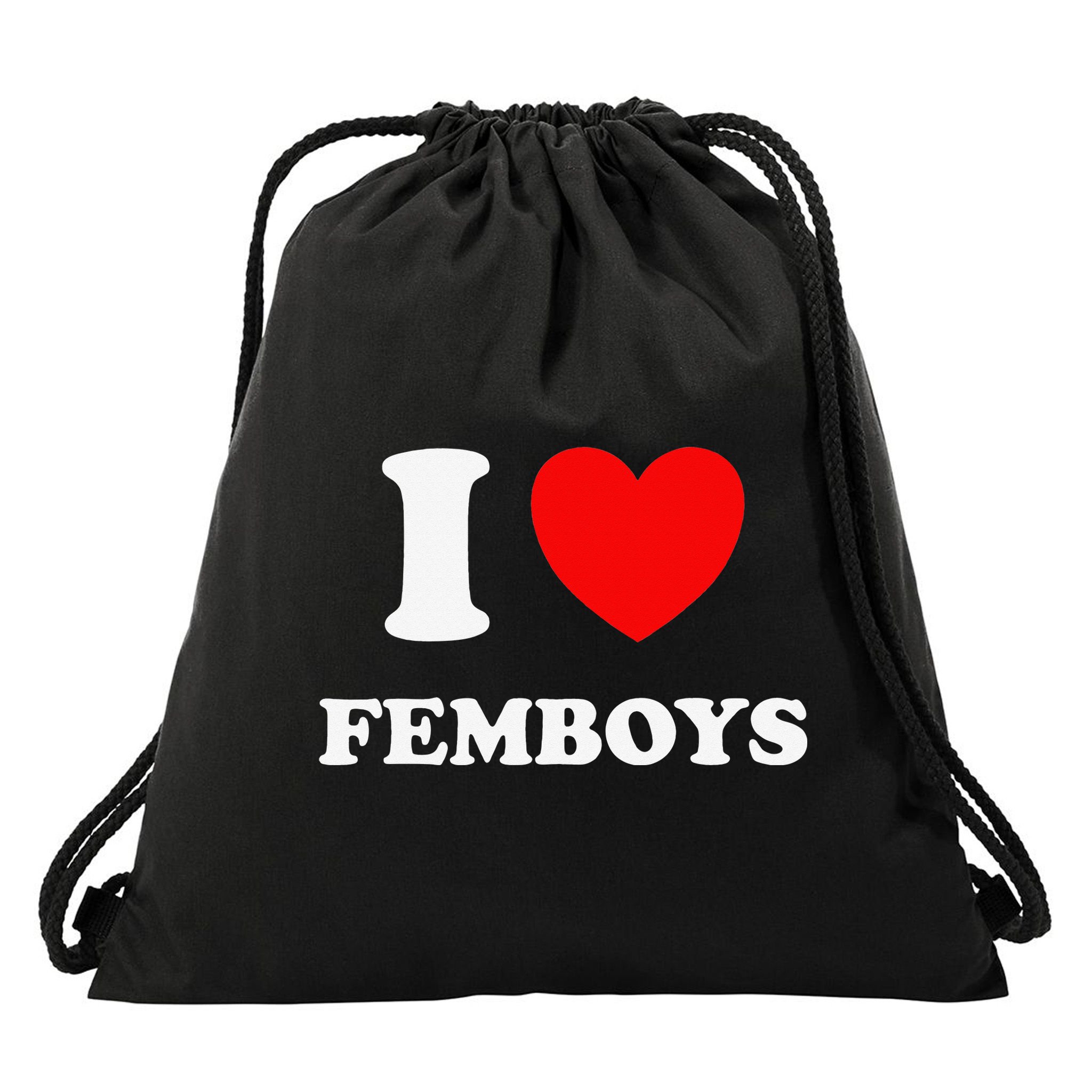 I Love Femboys Crossdressing Sissy Fem Drawstring Bag