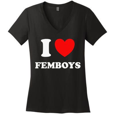 I Love Femboys Crossdressing Sissy Fem Women's V-Neck T-Shirt