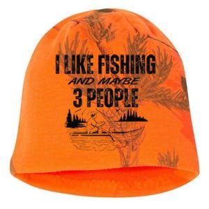 I Like Fishing And Maybe Three People Funny Fishing Kati - Camo Knit Beanie