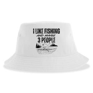 I Like Fishing And Maybe Three People Funny Fishing Sustainable Bucket Hat