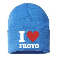 I Love Froyo Frozen Yogurt Lover National Froyo Day Funny Gift Sustainable Knit Beanie