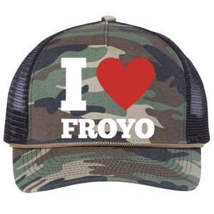 I Love Froyo Frozen Yogurt Lover National Froyo Day Funny Gift Retro Rope Trucker Hat Cap