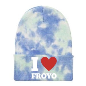 I Love Froyo Frozen Yogurt Lover National Froyo Day Funny Gift Tie Dye 12in Knit Beanie