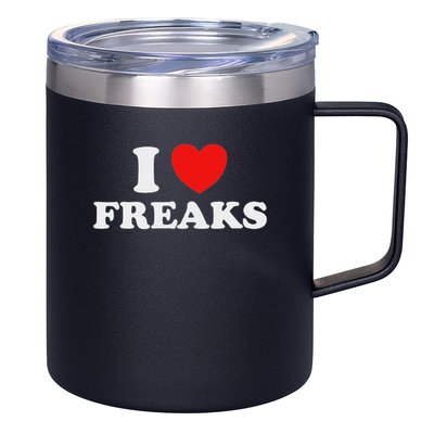I Love Freaks Funny Cute Weirdo Circus Sideshow Outsider Fan 12oz Stainless Steel Coffee Mug