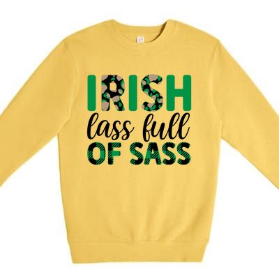 Irish Lass Full Of Sass Green Plaid St Patricks Day Premium Crewneck Sweatshirt