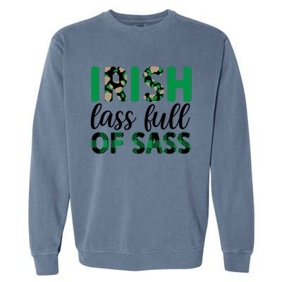 Irish Lass Full Of Sass Green Plaid St Patricks Day Garment-Dyed Sweatshirt