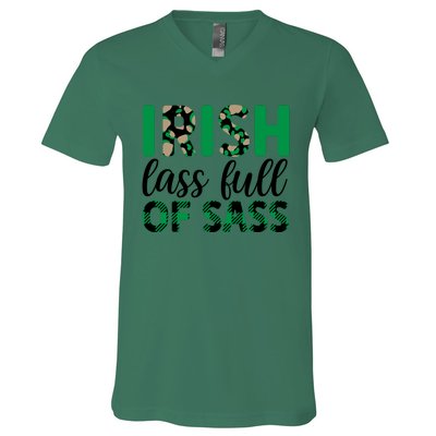 Irish Lass Full Of Sass Green Plaid St Patricks Day V-Neck T-Shirt