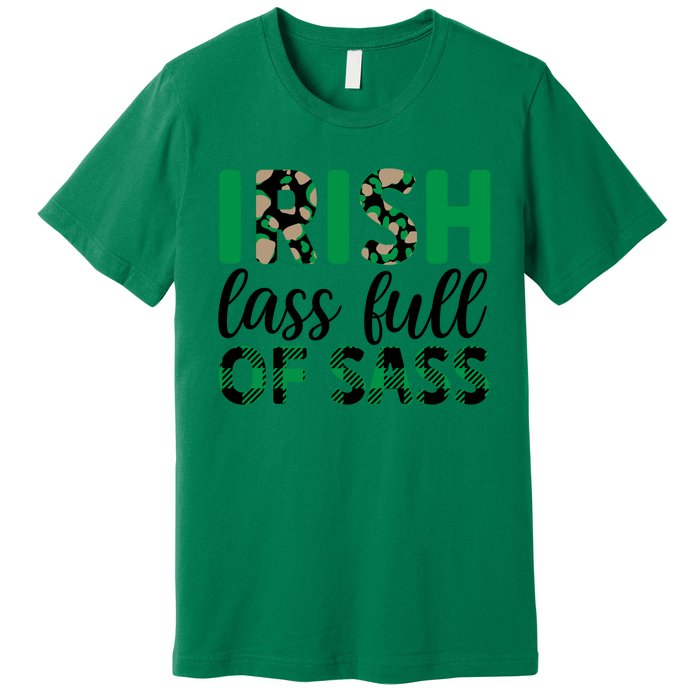 Irish Lass Full Of Sass Green Plaid St Patricks Day Premium T-Shirt