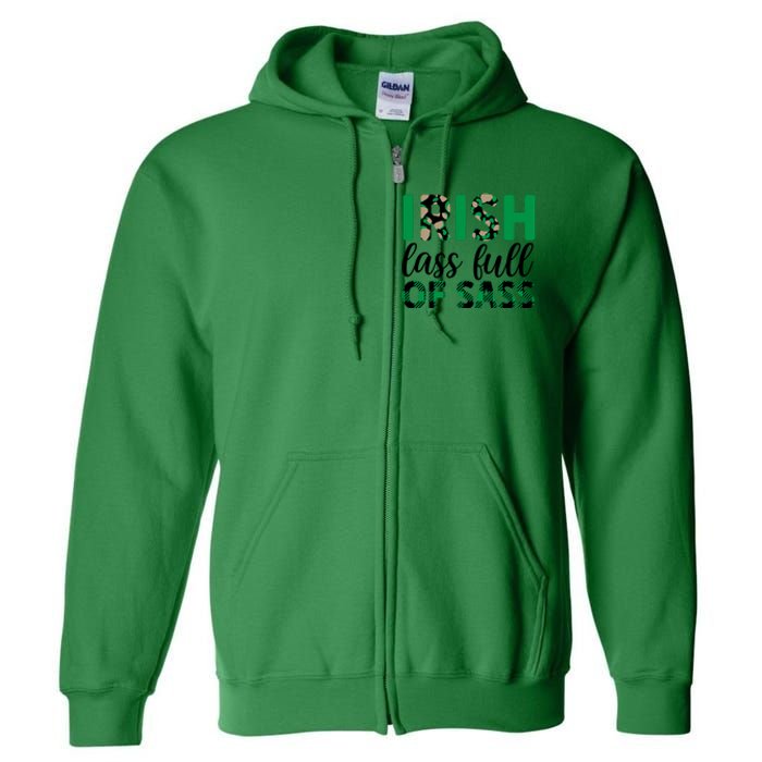 Irish Lass Full Of Sass Green Plaid St Patricks Day Full Zip Hoodie