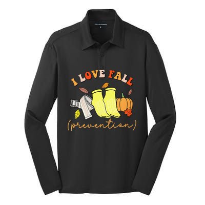 I Love Fall Gift Silk Touch Performance Long Sleeve Polo