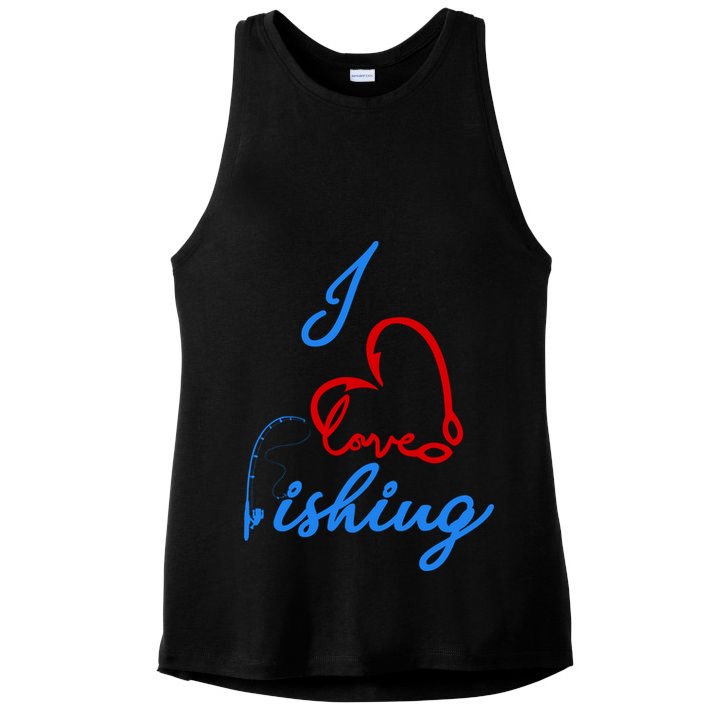 I Love Fishing Fish Lover Bait Reel Ladies PosiCharge Tri-Blend Wicking Tank