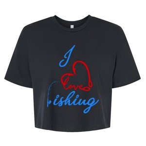 I Love Fishing Fish Lover Bait Reel Bella+Canvas Jersey Crop Tee