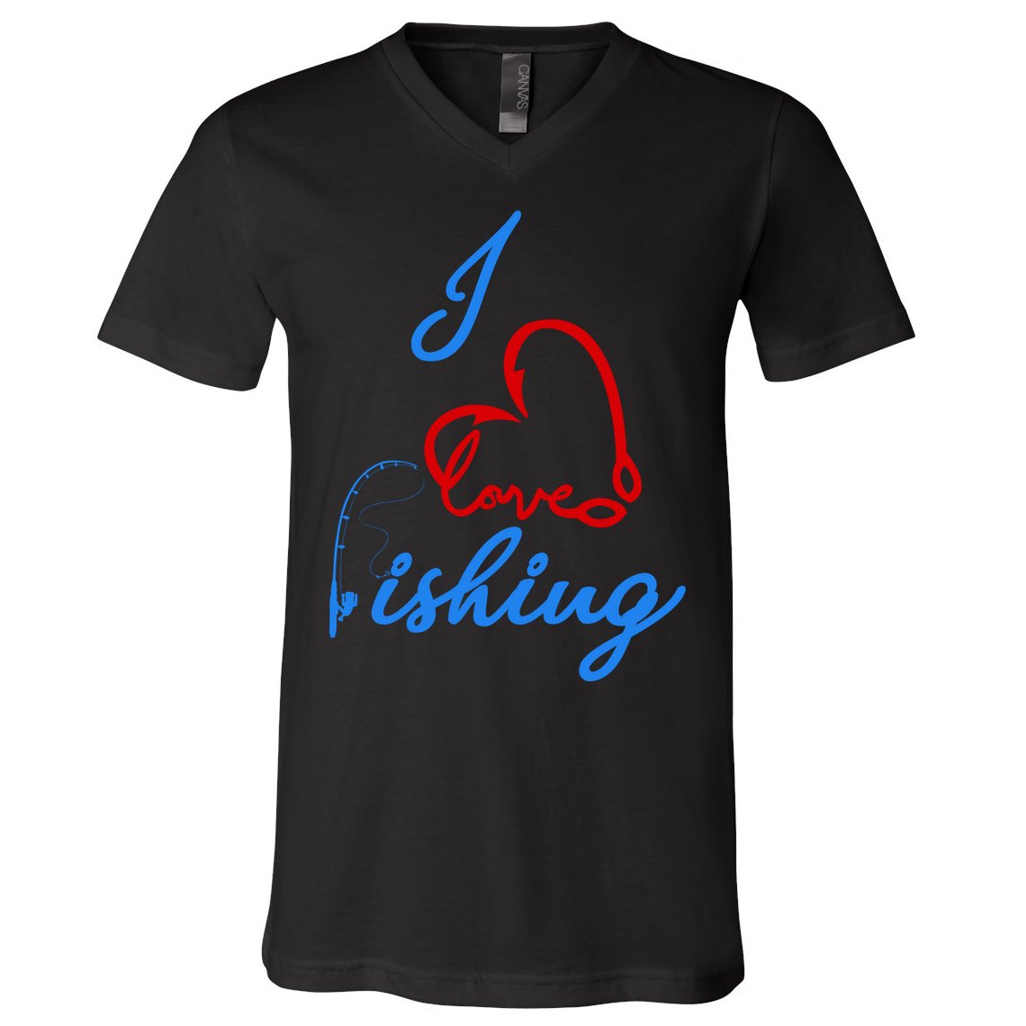 I Love Fishing Fish Lover Bait Reel V-Neck T-Shirt