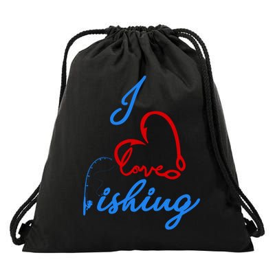 I Love Fishing Fish Lover Bait Reel Drawstring Bag