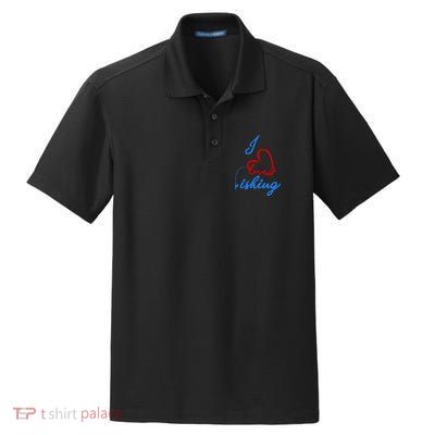 I Love Fishing Fish Lover Bait Reel Dry Zone Grid Polo