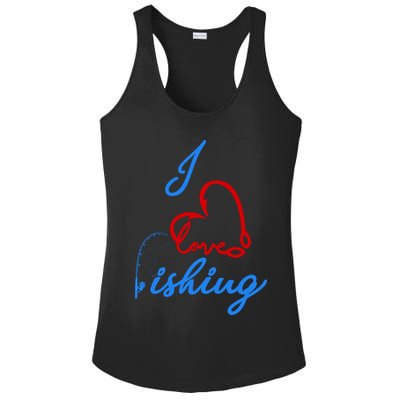 I Love Fishing Fish Lover Bait Reel Ladies PosiCharge Competitor Racerback Tank