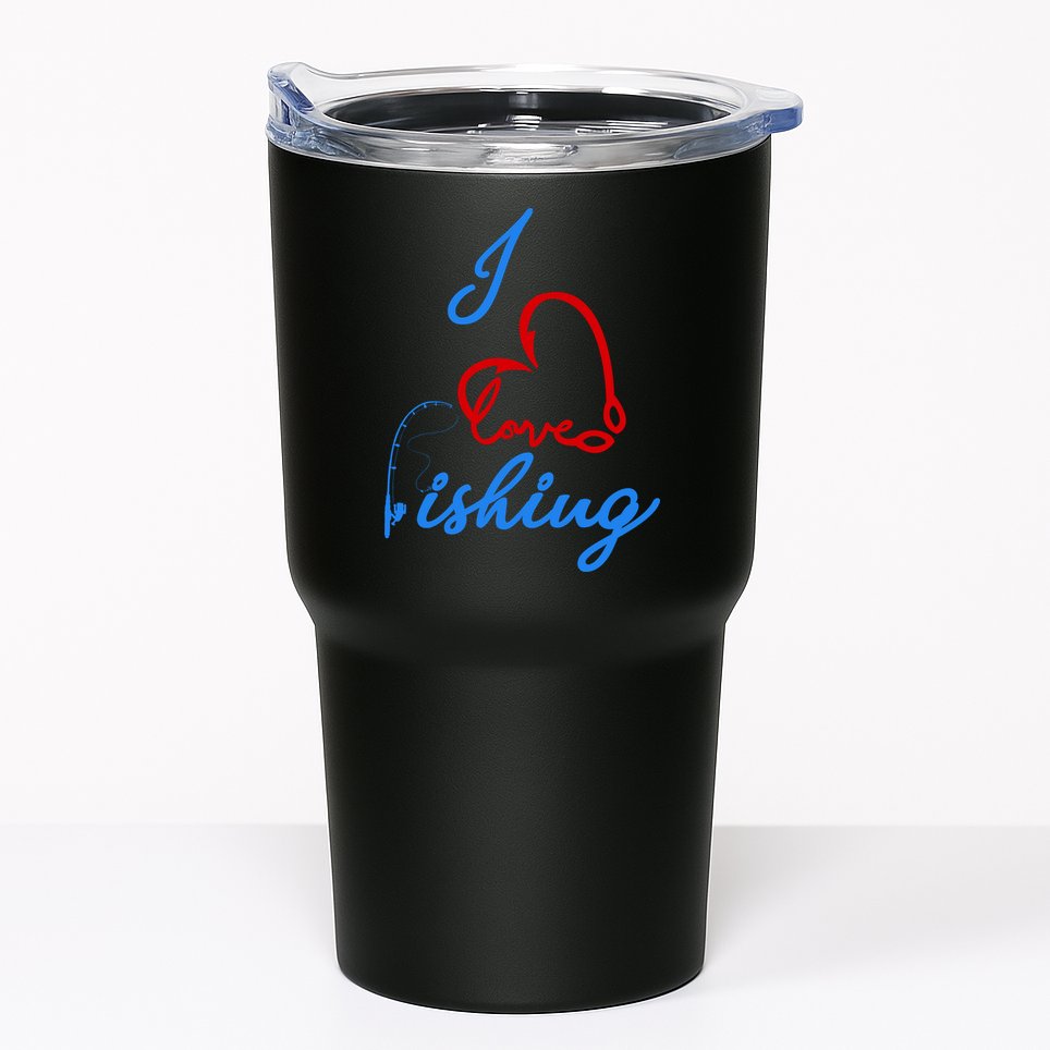 I Love Fishing Fish Lover Bait Reel Tumbler