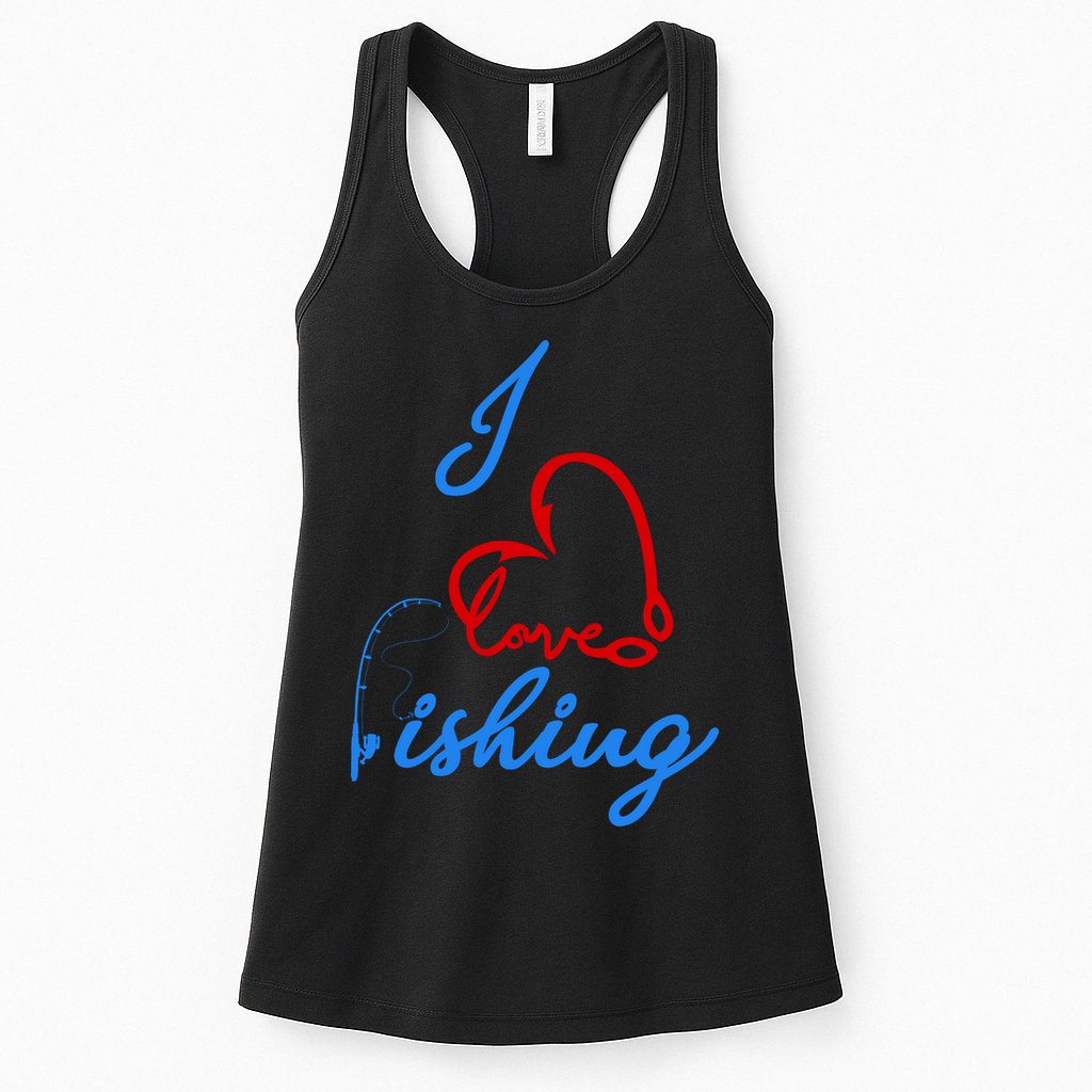 I Love Fishing Fish Lover Bait Reel Womens Tank Top