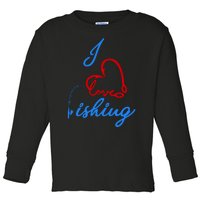 I Love Fishing Fish Lover Bait Reel Toddler Long Sleeve Shirt