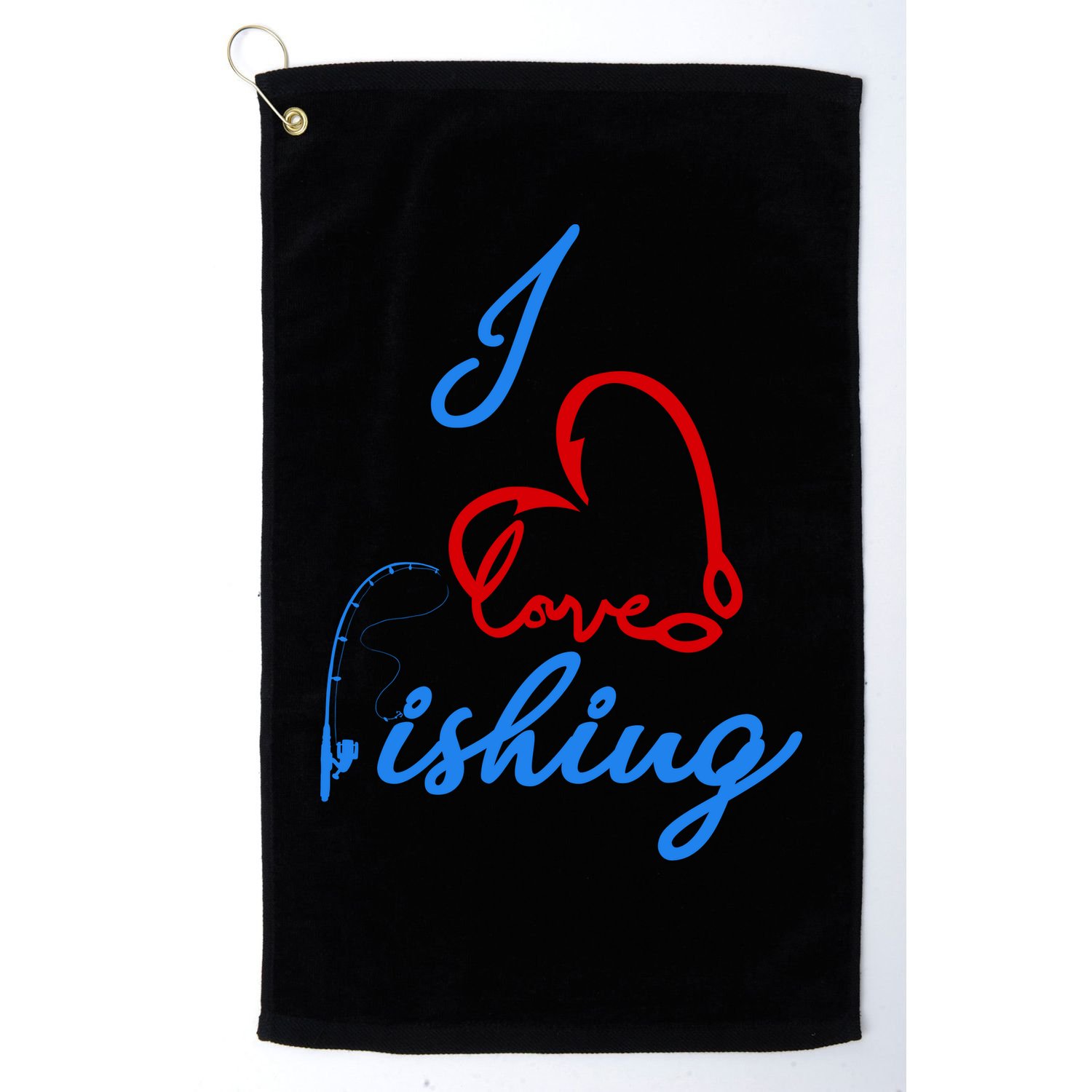 I Love Fishing Fish Lover Bait Reel Golf Towel