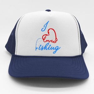 I Love Fishing Fish Lover Bait Reel Trucker Hat