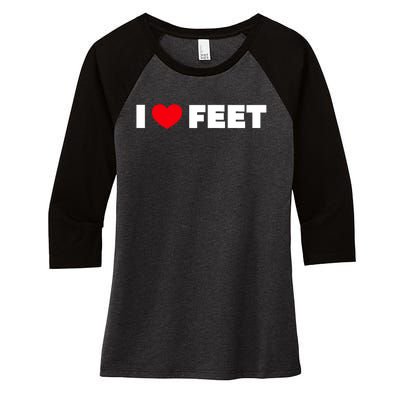 I Love Feet Women's Tri-Blend 3/4-Sleeve Raglan Shirt