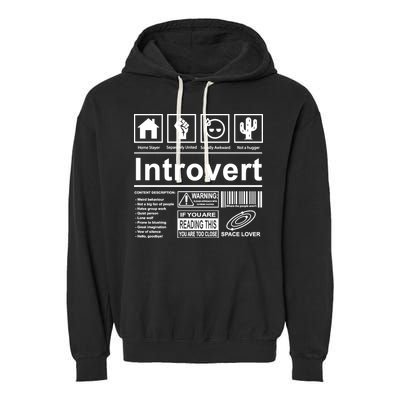 Introvert Label Funny Gift Garment-Dyed Fleece Hoodie