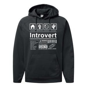 Introvert Label Funny Gift Performance Fleece Hoodie