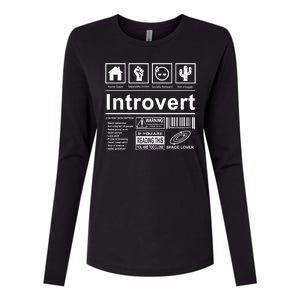 Introvert Label Funny Gift Womens Cotton Relaxed Long Sleeve T-Shirt